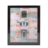 Wall Art 3D Image 3 Cameras Shadow Box Black Wood Frame 159 X 80 X 123cm