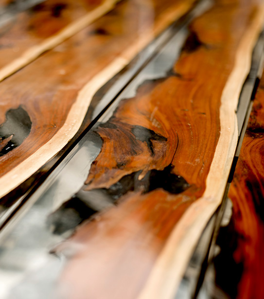 Trapt Side Table Burnt Sienna The Trapt Console Features Hearty Beams Of Exotic African Balsam - Image 2 of 2