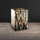 Spur Side Table Small Driftwood A Juxtaposition Of Acrylic And Reclaimed Driftwood, The Spur Side