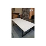 Horizon Dining Table White Honed Marble And Matt Black Metal Frame A Substantial Stunning Dining