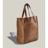 Perry Leather Tote Modique Navy Leather A Throw Back To Those Retro Shopping Bags From The
