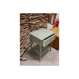 Boyd Bamboo Nightstand Featured In A Sage Green Distressed Finish With A Single Spacious Drawer,