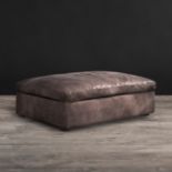Zenna Footstool Safari Charcoal Leather It Is Crafted On A Hardwood Frame With A Special