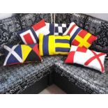 Fleet Semaphore Scatter Cushion Letter O Each Flag Represents Individual Letters Of The Alphabet