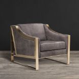 Wall Street Armchair Aussie Royal Grey Leather & Brushed Brass Frame The Wall Street Chair Takes Its