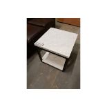 Horizon Marble Side Table White Honed Marble And Matt Black 50 X 50cm