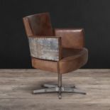Swinderby Swivel Chair Antique Whisky Leather Sojourn On The Swinderby Swivel Chair, Clad In Our