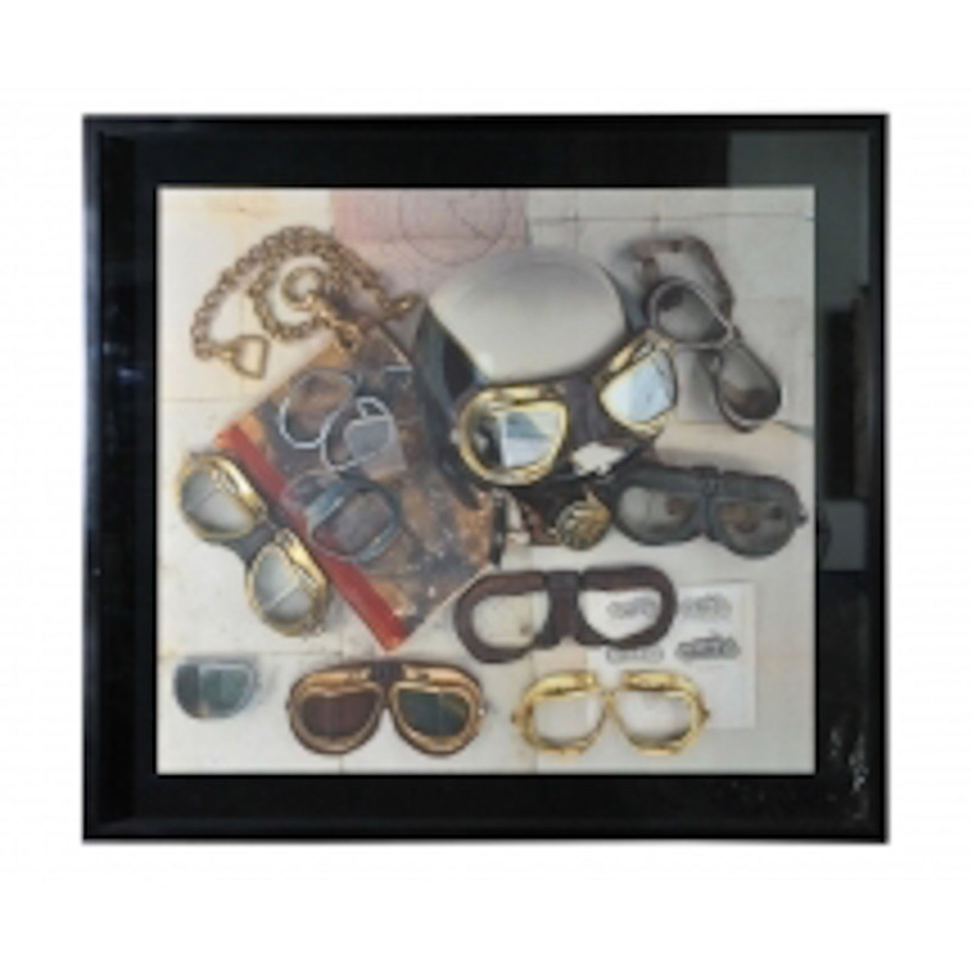 Wall Art 3d Image Shadow Box Motorcycle Goggles 122 X 110cm