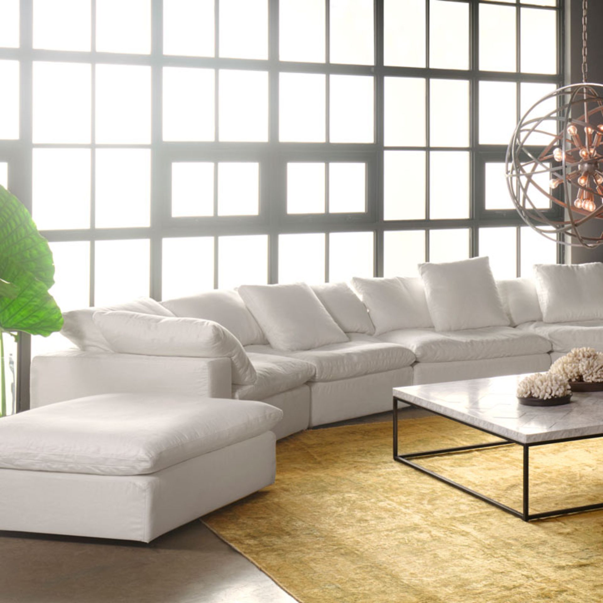 Luscious Sectional Suite White Linen Comprises Of 3 X Pieces RRP £2320