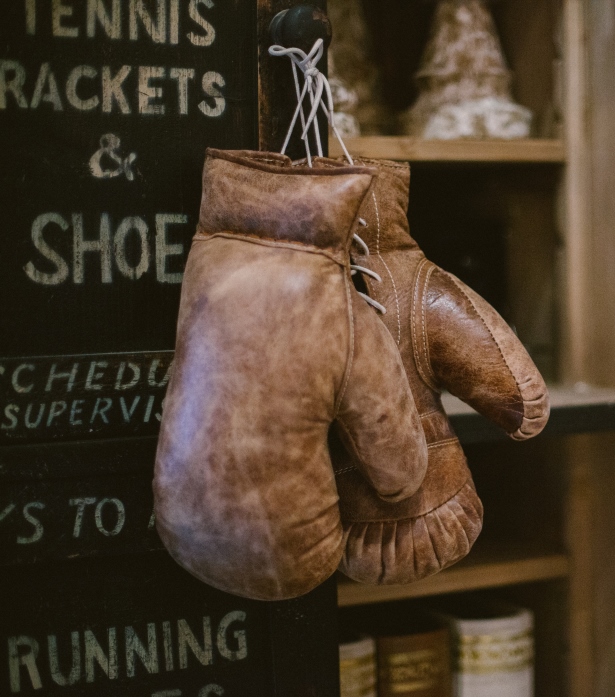 Timothy Oulton Sporting Boxing Glove – Pair Hand stitched and handcrafted in burnished vintage