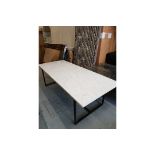 Horizon Dining Table White Honed Marble And Matt Black Steel Frame The Ultimate Contemporary