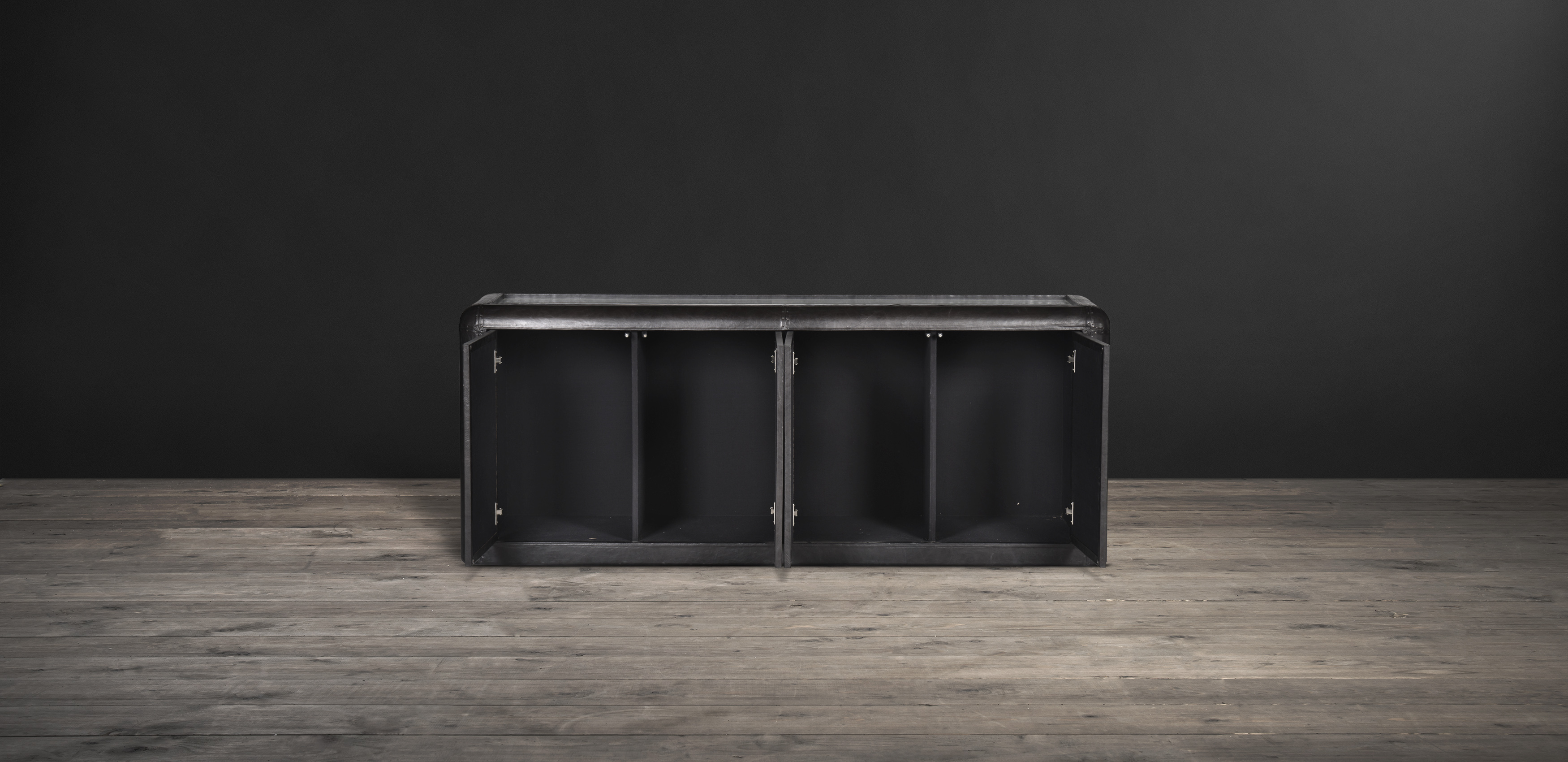 Light Up Console Table (Uk) Old Saddle Black Leather This Elegant Console Is Handcrafted In Rich And - Image 2 of 2