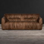 Ruffed 3 Seater Full Rebel Leather Compact Sofa Our Original Ruffed Sofa Has Been Streamlined For