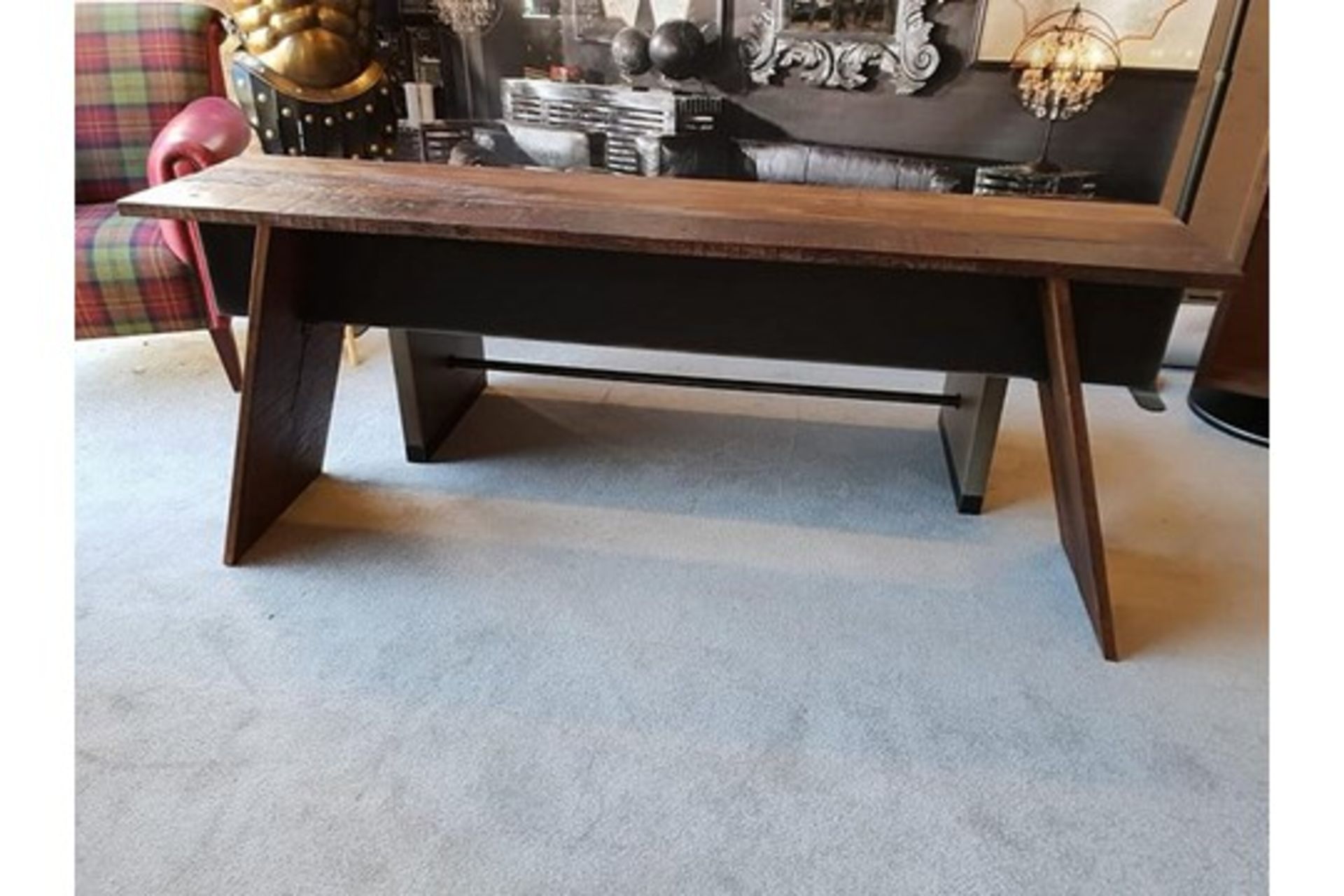 Elena Media Console Table Crafted By Hand From Sustainably Harvested And Reclaimed Woods, A Mix Of