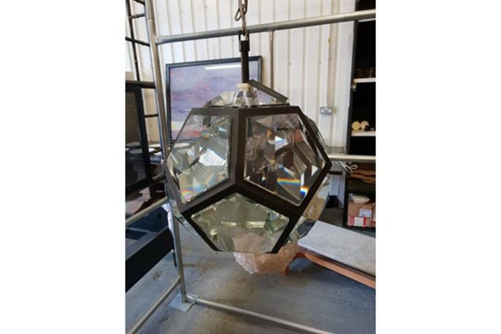 Geode Large Pendant Lighting Matt Black (UK ) Constructed Of Carefully Cut Precise Pentagons With