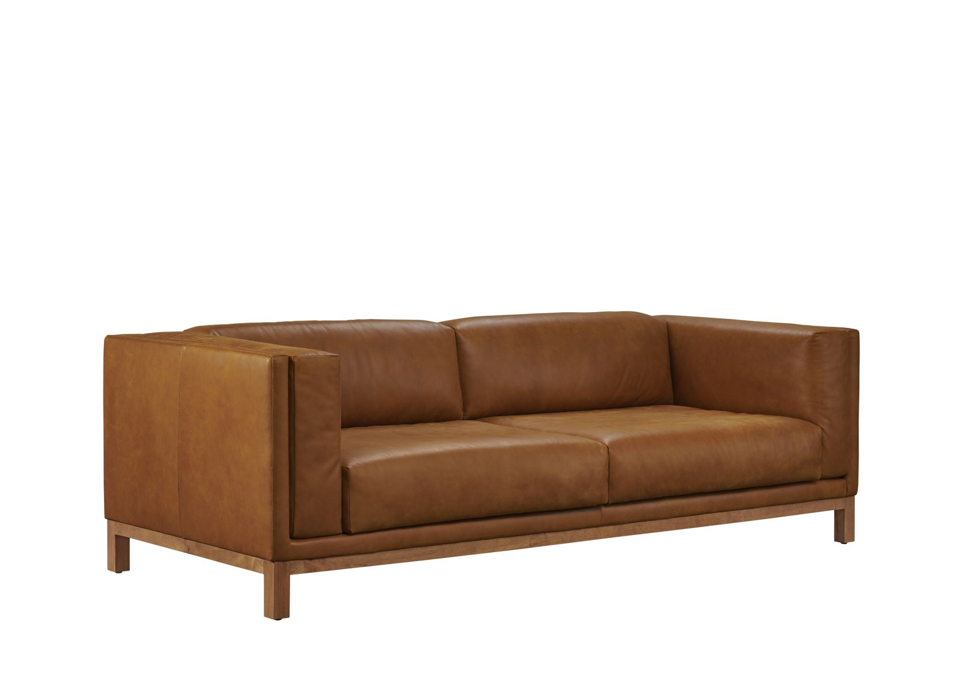 Mid Century 3 Seater Sofa Tan Leather A must have item in any home. The timeless sofa features