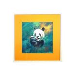Artwork - Panda by Stan Kaminski Open Edition Mounted and Framed 44 x 44cm