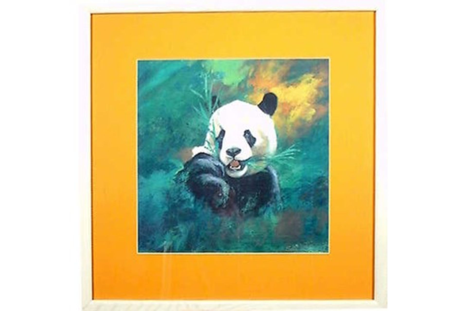 Artwork - Panda by Stan Kaminski Open Edition Mounted and Framed 44 x 44cm