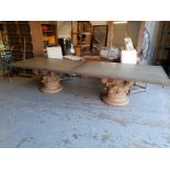Dining Tables Pierson Dining Hall Table Precast Top With Architectural Style Pediment Base