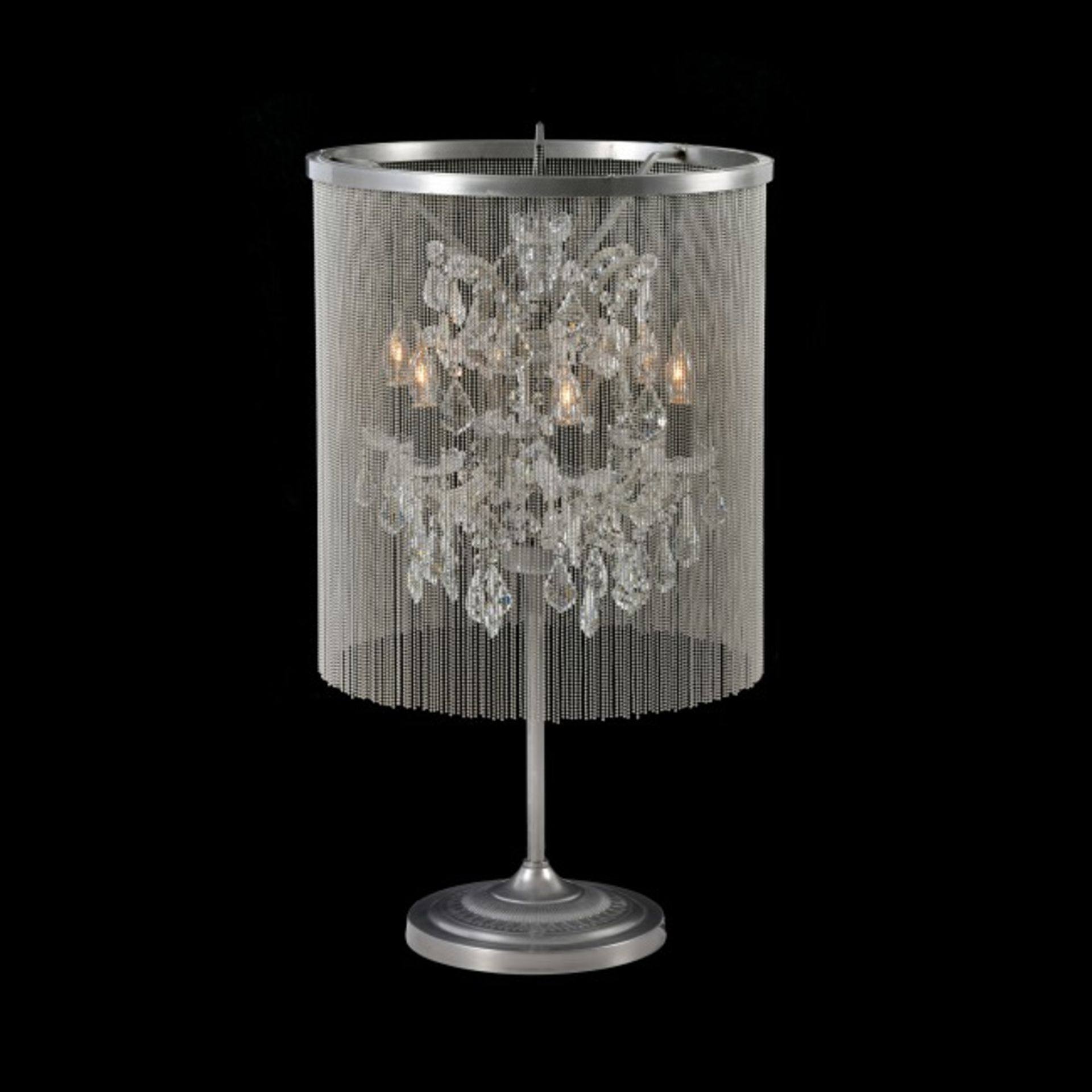 Chainmail Crystal Table Lamp Grey(UK) The Chainmail Crystal chandelier is a modernised