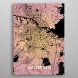 Amsterdam Metropolitan Topography Map Large Vivid Metal Mounted Map Neatly Organises Urban Sprawls