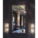 Alexander Mirror The Alexander Mirror Pairs Sumptuous Cherokee Black Leather With Shiny Brass Trim