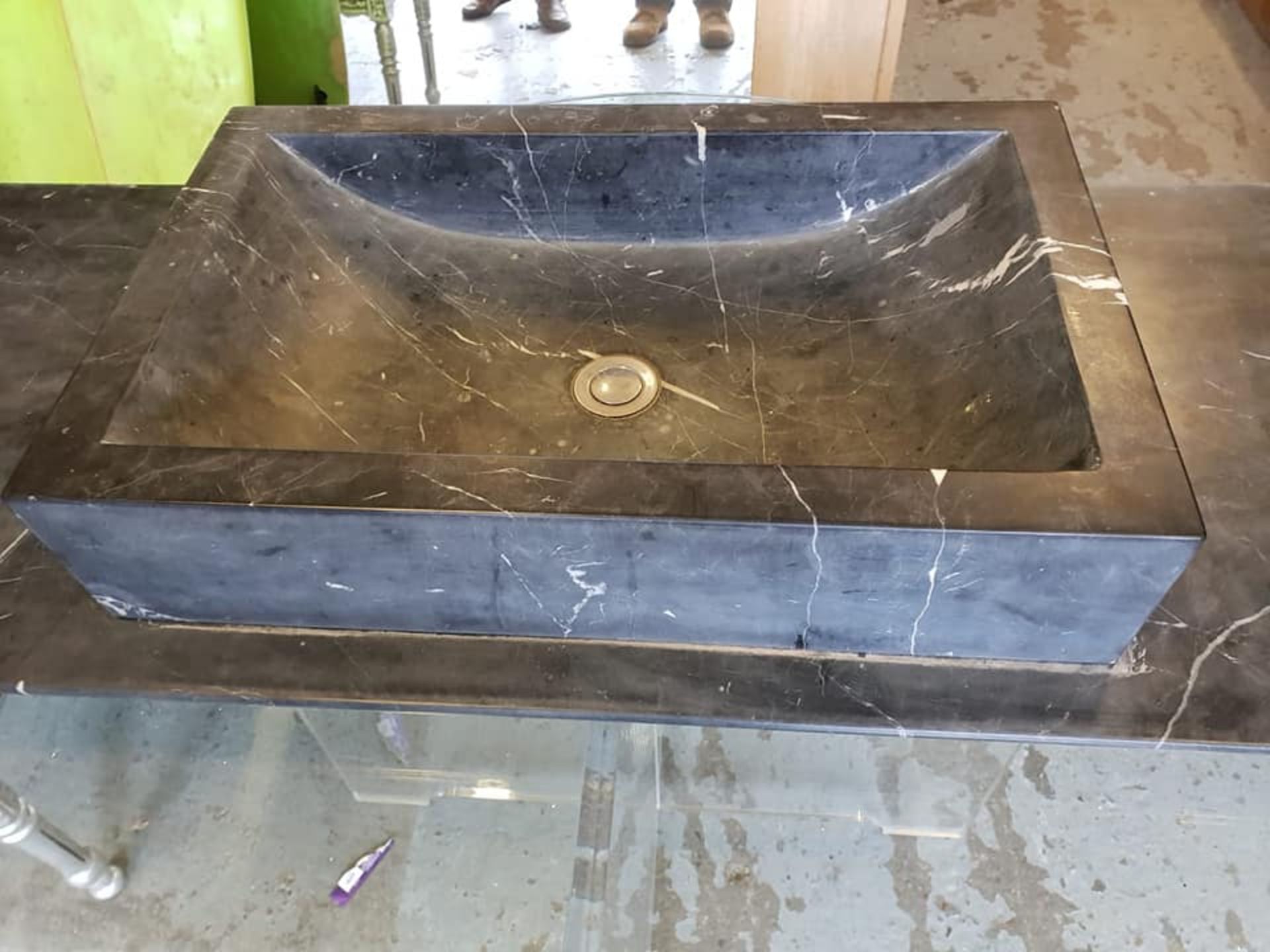 Marble Vanity Shelf and Marble Basin Black Carrera Marble Shelf - 1280 x 500 and Basin 600 x 375 x 1 - Image 3 of 4