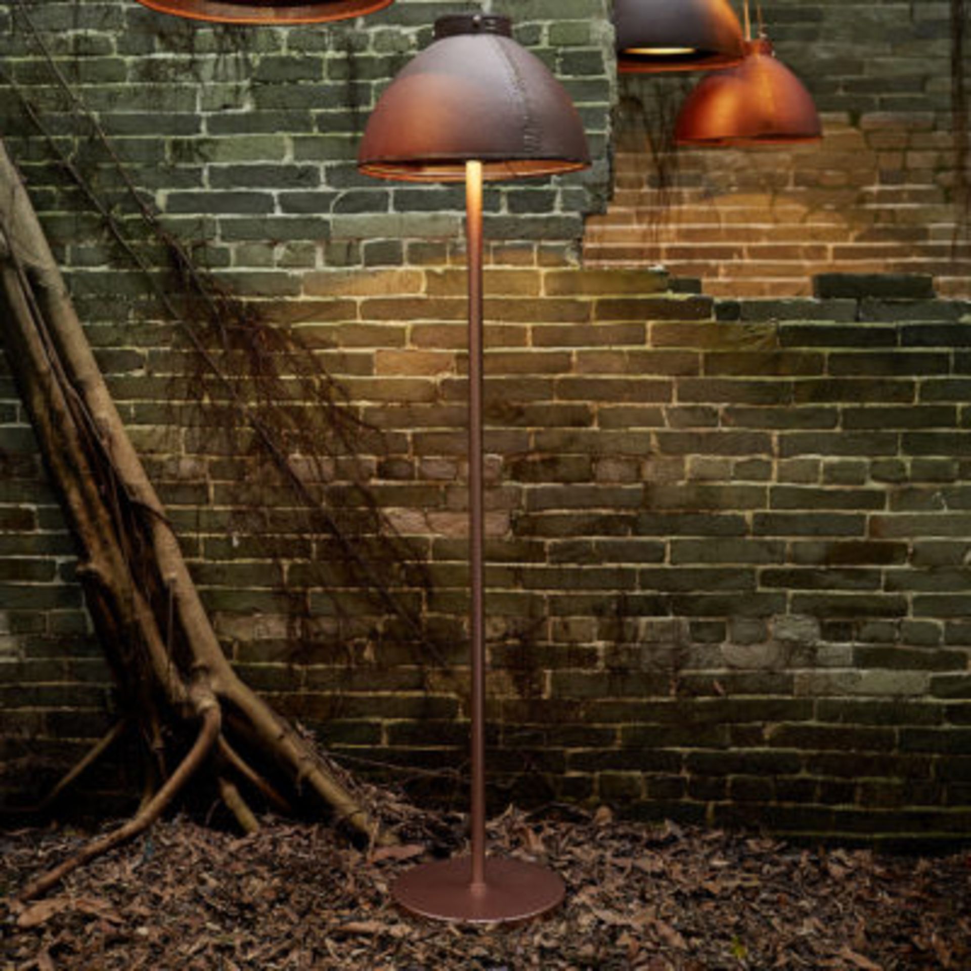 Bleu Nature Teepee Molded Leather and Copper Floor Lamp 150cm