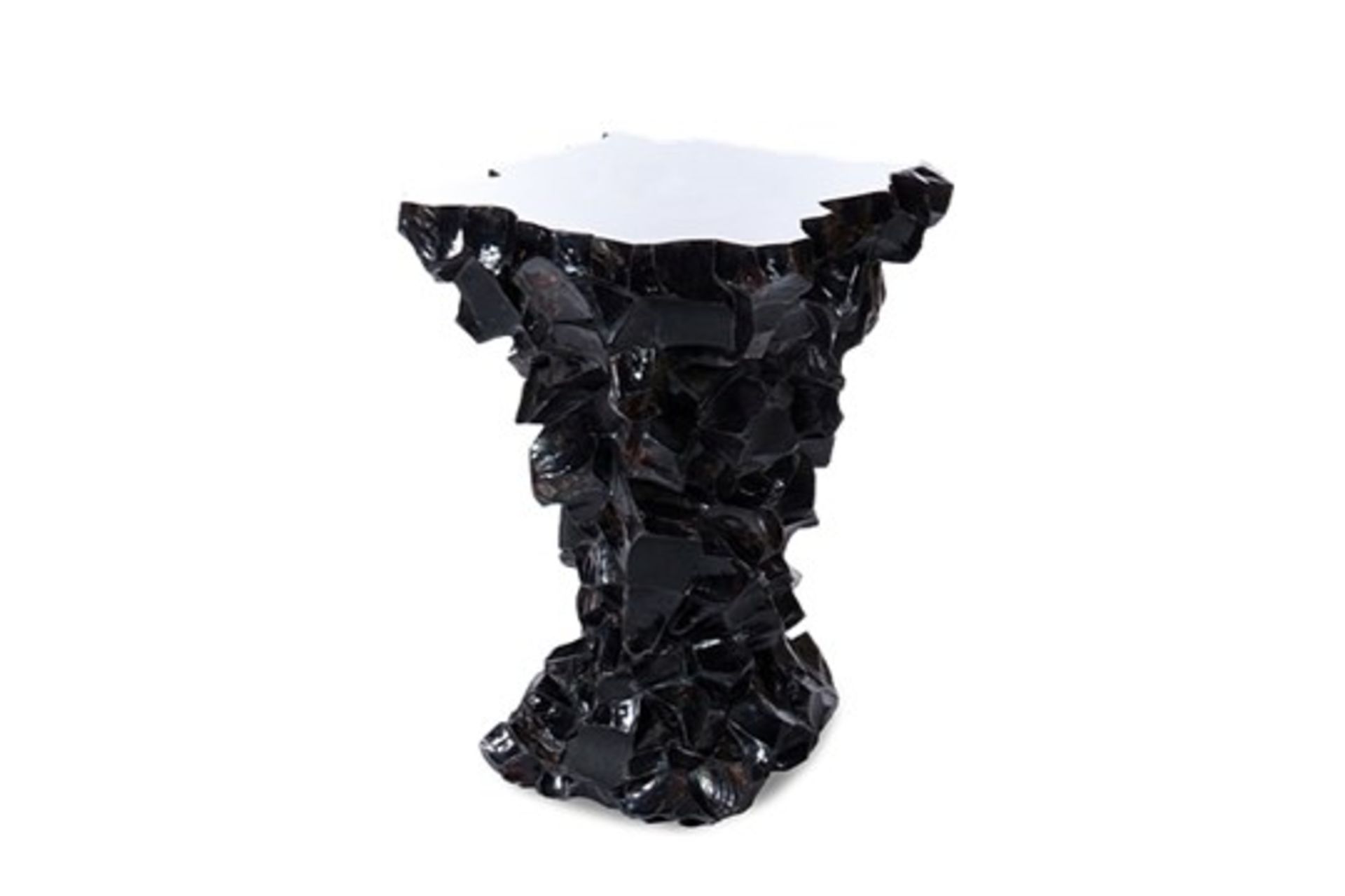 Pillar Mammoth Black Small Crazycut Black Tab Shell With Stainless Steel Top, A Flamboyant Piece