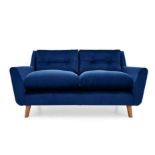 Horacio Velvet 2 Seater Sofa Blue Beautifully Crafted With Winged Arm, The Horacio Fabric 2 Seater