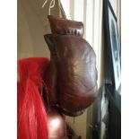 Timothy Oulton Sporting Boxing Glove Vintage Cigar Leather Pair Hand stitched and handcrafted in