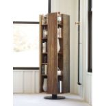Ruel Swivel Bookcase Swivel Bookcase In Brazilian Peroba Wood And Walnut Veneered Shelves Black