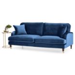 Austin 3 Seater Sofa Royal Blue The Austin 2 Seater Velvet Sofa Is A Charming Addition To Your