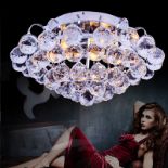 Crystal Bauble Flush Mount Pendant (UK) Silver Metal Frame Clear Crystal Features Delicate Spheres