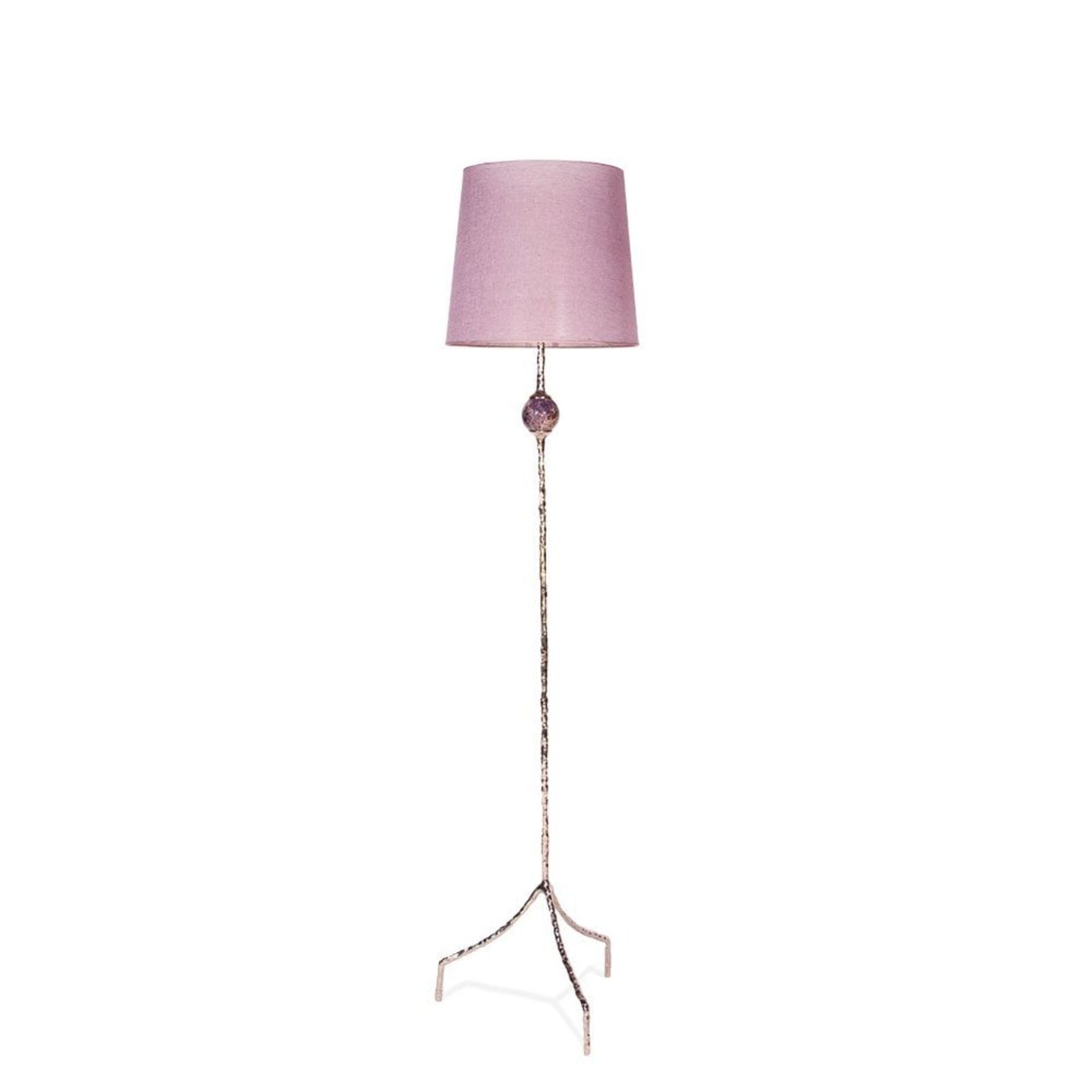 Floor Lamp Amatist A Large Pinched Shiny Brass Table Lamp Featuring An Amethyst Crystal Ball