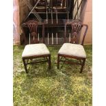 A Pair Of Victoria Styled Chairs Mahogany Frame Features An Arched Crest Rail Over A Pierced Back