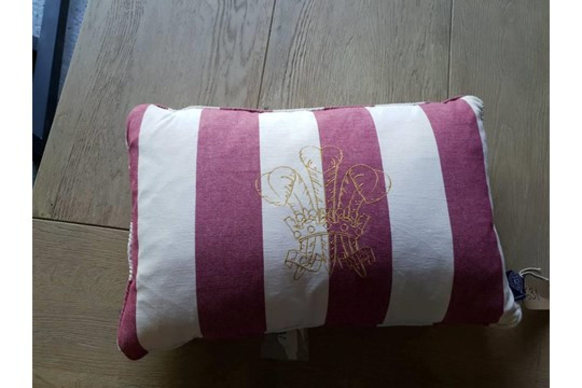 Cushion Boating Stripe With Ich Dien Motif 60 x 40cm