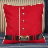 Military Cushion Buckle Military Inspired Cushion Pillow In Wool, Genuine Leather Adornment Down