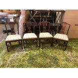 A Set Of 4 x Victoria Styled Chairs Mahogany Frame Features An Arched Crest Rail Over A Pierced Back