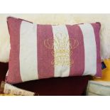 Timothy Oulton Cushion Striped Ich Dien Motif 60 x 40cm painstakingly handcrafted, with each
