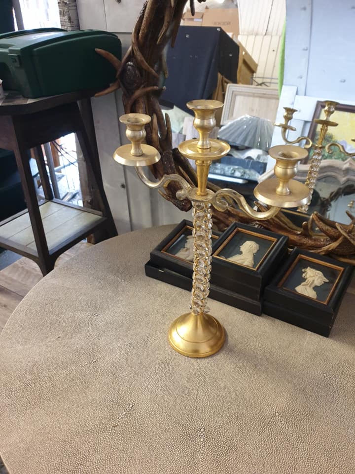 Candelbra brass and glass bead 40cm