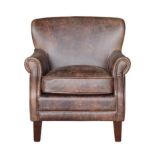 Buxton Leather Armchair Whisky Brown Leather Featuring Elegant Scrolled Arms, This Armchair Is