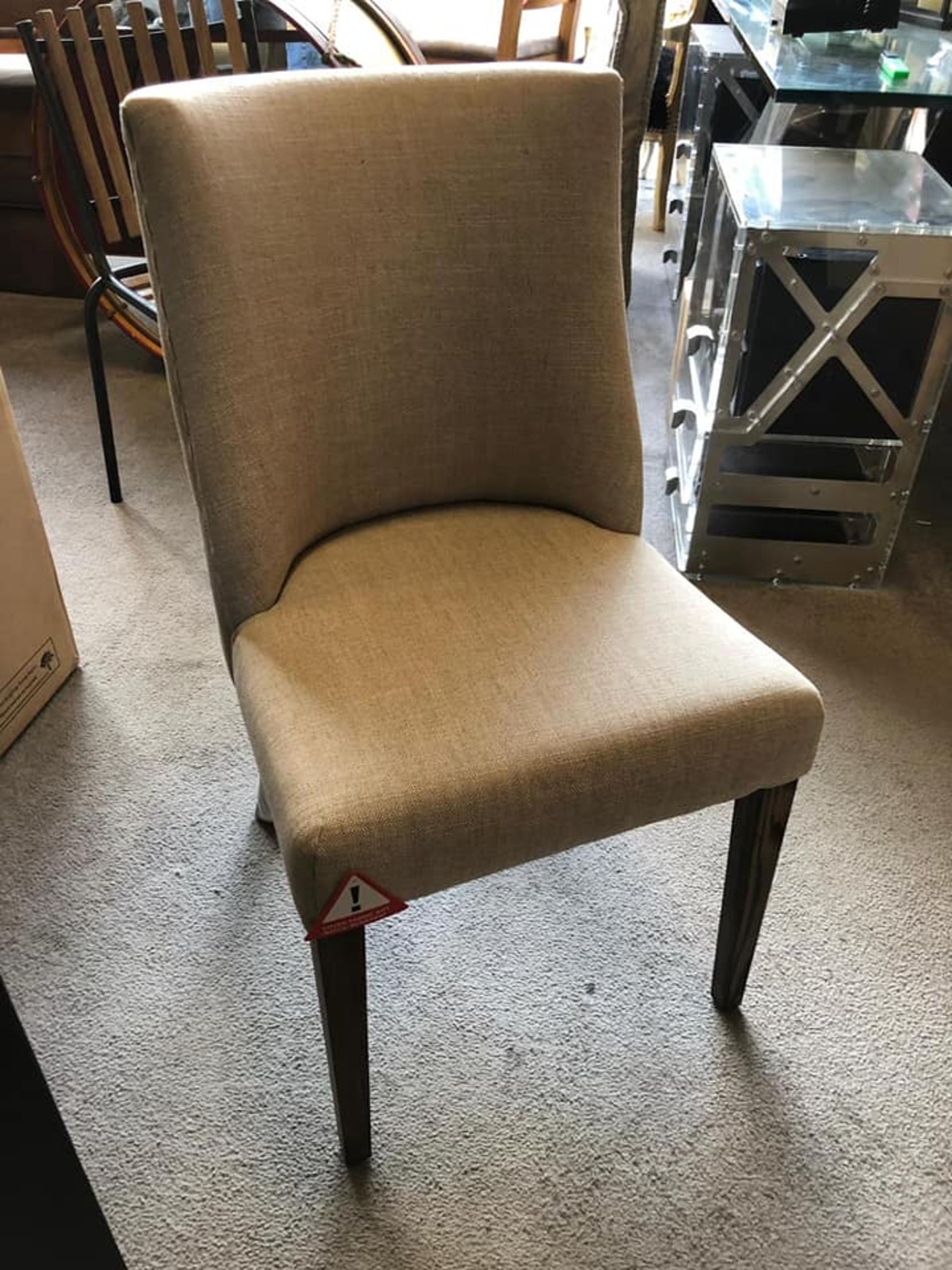 Fulton Dining Chair Beige Linen and Worn Ash 49 x 57 x 87cm RRP £1700