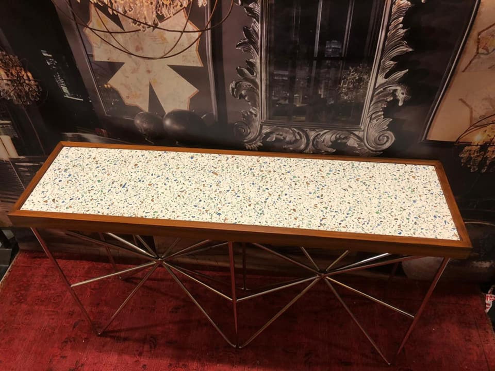 Starburst Console A rosewood-edged, sapphire terrazzo top sits beautifully atop a polished nickel - Image 2 of 2