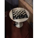 Alano chess table hand carved from polished marble with chessmen 48x43cm Cravt SKU 320244