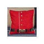 Military Cushion Buckle Military Inspired Cushion Pillow In Wool, Genuine Leather Adornment Down