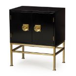 Formal Two Door Nightstand Black An Elegant Two-Door Nightstand Finished In A Semi-Gloss Black