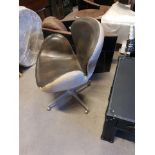 Reno Swivel Armchair Biker Tan Dark Leather and Moo Hide Tan with Steel base Add A Touch Of