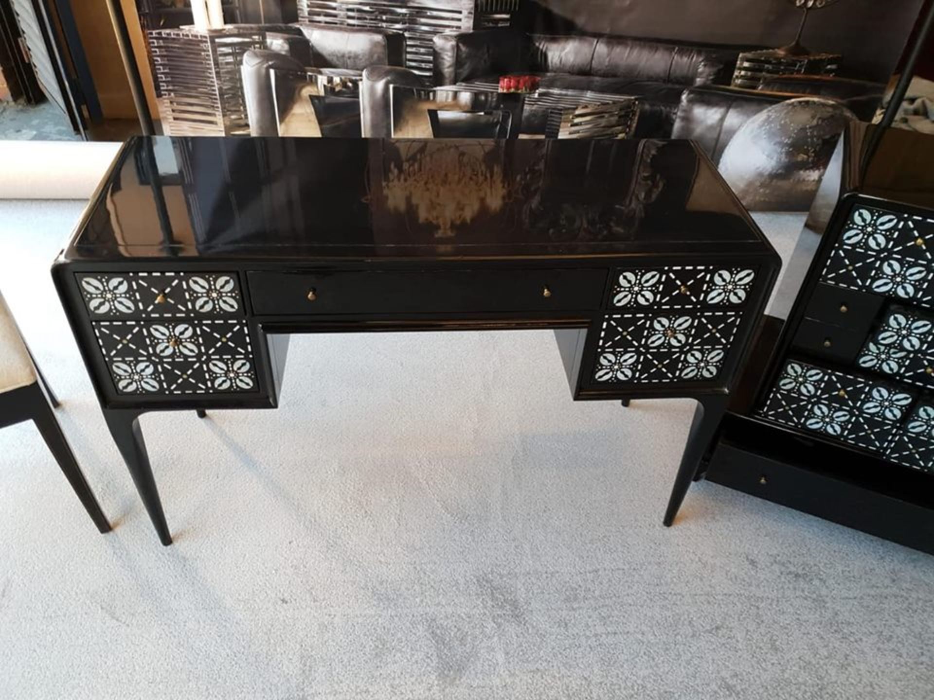 Shellshock Writing Desk By Boyd A Beautiful Black Lacquered Writing Desk With A Shell Geometric