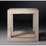 Cela White Shagreen Square Side Table Crafted of shagreen-embossed leather with the texture,